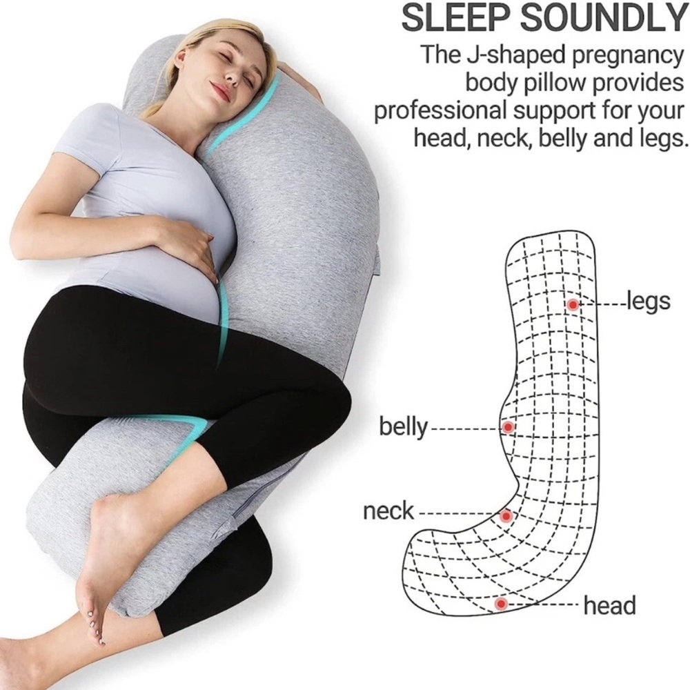 Gray J-Shaped Pregnancy Body Pillow